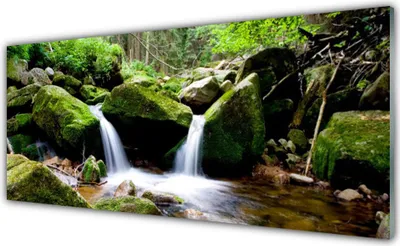 Produktbild von Glasbilder 125x50 Wandbild Druck auf Glas Wasserfall Felsen Natur