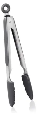 Productafbeelding van Metaltex spatel en tang voor grillen en barbecueën, roestvrij staal/siliconen, 260 mm, zilver/zwart