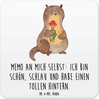 Produktbild von Mr. & Mrs. Panda Tischuntersetzer Otter Blumenstrauß 15er Set - Weiß - Geschenk, Tassen-Untersetzer, Glas-Untersetzer, Seeotter, Untersetzer für Gläser, Selbstvertrauen