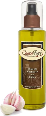 Produktbild von Sprühöl Knoblauch Olivenöl aus Italien 0,26L Sprühflasche sehr aromatisch kaltgepresst Pumpspray