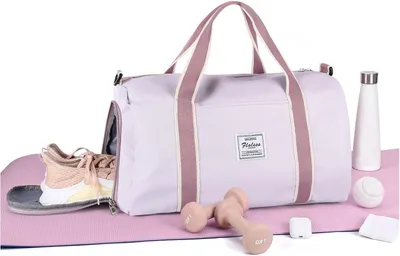 Produktbild von Sporttasche lila, 10.63" x 17.32" x 7.87", wasserdicht, mit Schuhfach, für Fitness