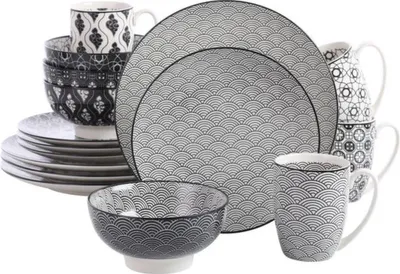 Zdjęcie produktu dla Zestaw Happyment, 6 elementów – dla 4 osób – zestaw obiadowy – ceramika – talerze, talerzyki deserowe, miseczki i filiżanki – nowoczesny design