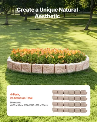 Produktbild von SucceBuy 4x Rasenkante PE Steinoptik Beeteinfassung 1190x100x155mm