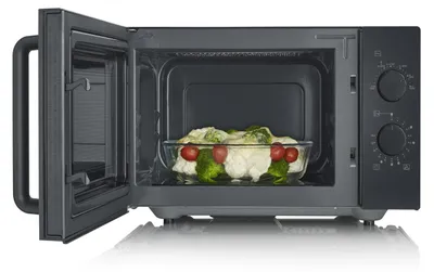 Produktbild von SEVERIN MW 7789 Mikrowelle (25 Liter, 800 Watt Mikrowellenleistung, 6 Leistungsstufen, 6 Programme, Timer, Glasboden mit Mikrowellenreflektor, matt Schwarz), Farbe:Glasboden