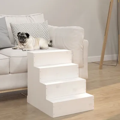 Produktbild von Design Möbel Haustiertreppe Weiß 40x49x47 cm Massivholz Kiefer - 2024 Neu