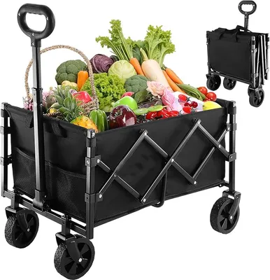 Produktbild von Einkaufstrolley 150L Einkaufstrolley Treppensteiger, Trolly Einkaufswagen Klappbar, Faltbollerwagen Belastbar Bis 150 Kg,Wasserdichter