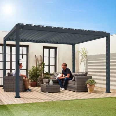 Produktbild von sweeek - Bioklimatische Pergola mit Lamellendach Triomphe 3x4m  - Anthrazit