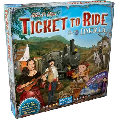 Zdjęcie produktu dla Days of Wonder, Ticket to Ride - Iberia i Korea Południowa, rozszerzenie mapy, gra rodzinna, gra planszowa, 2-5 graczy, wiek 8+, 30-60 minut, niemiecki, wielojęzyczna
