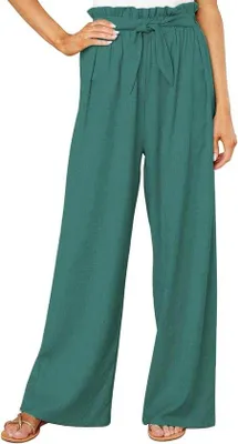 Produktbild von Weite Hosen – Bequeme Hose – Elegante, lange Loungenhose – Palazzo-Hose mit Gürtel – Gerades, lockeres Bein – Loungenhose – Größe XL