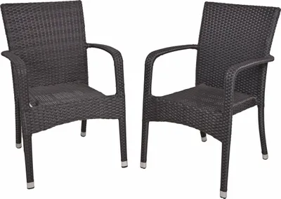 Produktbild von Gartenstuhl 2er Set CLARA - Kunststoff, Schwarz | Stapelstuhl Wetterfest Terrassenstuhl Outdoor Essstühle