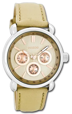 Imagen del producto de Reloj de pulsera Oozoo Damenuhr, correa de cuero beige, movimiento de cuarzo, esfera analógica, modelo D3UOC7135A