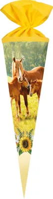 Produktbild von Nestler Schultüte Fohlenweide rund mit Filzverschluss 70cm