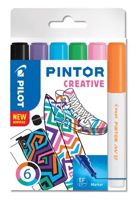 Obrázek produktu pro PILOT 537465 Pigmentový popisovač PILOT PINTOR, extra jemný, sada 6 ks "CREATIVE"