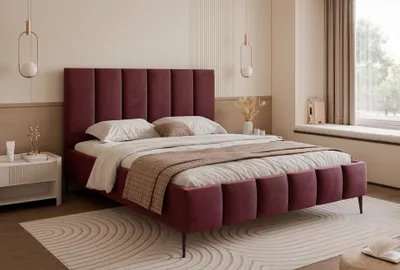 Produktbild von Besilio Möbel - Bett 120x200 Tamara II Slim Samtstoff - Schlafzimmerbett mit Bettkasten & Lattenrost - Burgunderrote & Velluto 32
