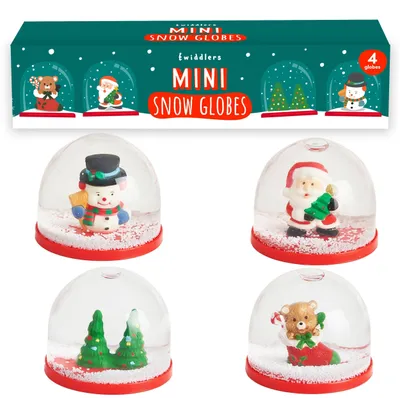 4 Mini Weihnachtsschneekugeln, 5 cm – festliche Motive