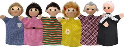 Produktbild von 6er Set Handpuppen Große Familie 28 cm Mehrfarbig, 22796T