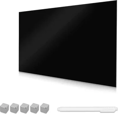 Produktbild von Famanu Memoboard Magnetisch 60x40 cm - Glasbord Schwarz mit Magneten und Marker