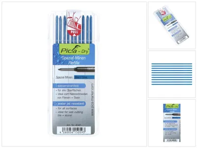 Zdjęcie produktu dla Pica 4041 Pica Dry Wasserstrahl 4041 Ersatzminen für Tieflochmarker-Bleistift blau 2,8 mm, 10 St.