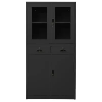 Immagine prodotto di Armadio da ufficio vidaXL, antracite, 90x40x180 cm, acciaio e vetro temperato