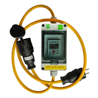 Produktbild von 16A MID geeicht Mobiler Digital Stromzähler Zwischenstecker Box 230V / 16A Schuko Stecker Und Kupplung S230VRM 5m