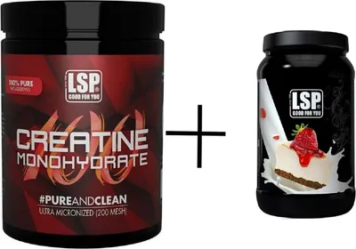 Produktbild von LSP  Creatine Monohydrat500g+Premium WheyProtein(1800g)StrawberryCheesecake, PULVER