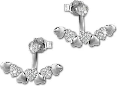 Produktbild von SilberDream weiß Ohrringe Ear Cuff Herzen Zirkonia 925 Silber Ohrstecker GSO445W