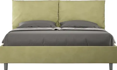 Produktbild von ITYHOME - Gepolstertes Bett mit Lattenrost 160x190 mit Mikrofaserbezug Grün Antea