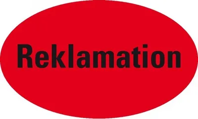 Produktbild von Dreifke® Aufkleber I Organisationsetikett Reklamation, oval, rot, Haftpapier,...