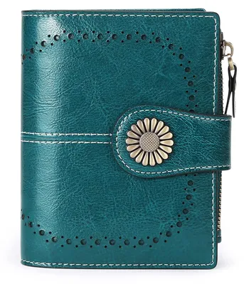 Imagen del producto de Omgoods - Pequeña cartera de cuero genuino para mujer con protección RFID