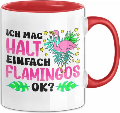 Produktbild von Flamingos-Liebhaber Tasse Geschenk Ich Mag Halt Einfach Flamingos Ok Geschenkidee Geburtstag Kaffee-Becher (Rot)