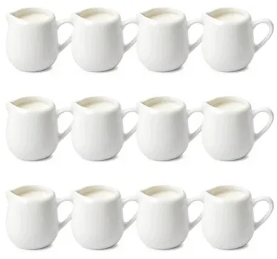 Zdjęcie produktu dla Dzbanki na mleko porcelanowe białe 50 ml zestaw 12 sztuk