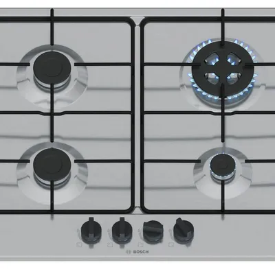 Immagine prodotto di Bosch Serie 4 PGH6B5K80, Acciaio inox, da incasso, 60 cm, Gas, Acciaio inox, 4 zone/zone