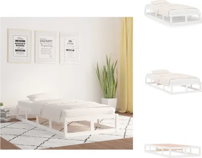 Immagine prodotto di vidaXL Letto in legno massiccio bianco 75x190 cm - Letti & reti