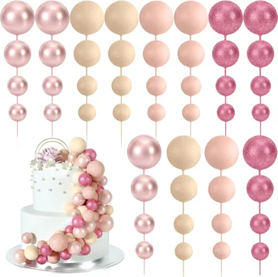 Imagen del producto de Decoraciones para pasteles, 48 unidades, de diferentes tamaños, ideales para tartas de cumpleaños