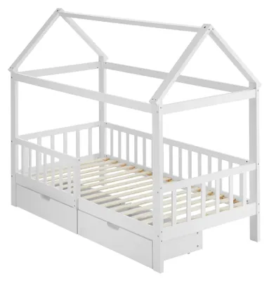 Produktbild von Kinderbett mit Schubladen Hailey Kiefernholz, Rausfallschutz - 90 x 200 cm