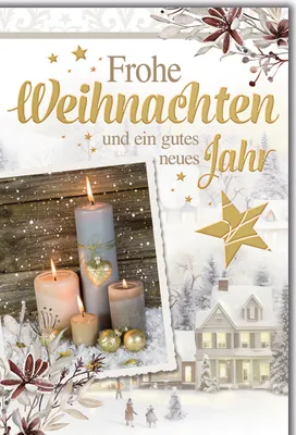 Produktbild von Weihnachten Winterlandschaft mit Kerzenfoto Glückwunschkarte mit Umschlag