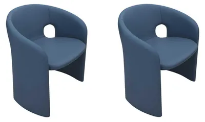 Image de Chaises de salle à manger bleues Design 2x chaises de cuisine Chaises rembourrées