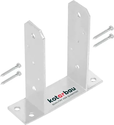 Image de KOTARBAU® Support Poteau Bois à Visser TT Acier Galvanisé 100 mm Argent Pied de Poteau Fixation Robuste Embase