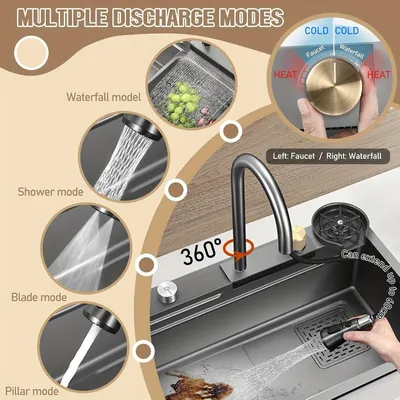 Productafbeelding van Keukenspoelbak - Spoelbak - Gootsteen - Wasbak - Inbouwspoelbak - Waterfall Design - 59,94 x 45,72 cm