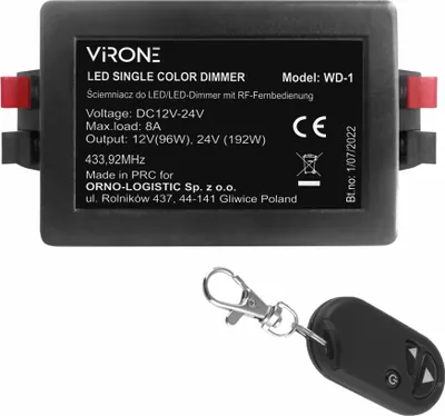 Obrázek produktu pro Virone WD-1 Stmívač pro LED žárovky 12-24VDC RF s dálkovým ovládáním