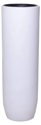 Image de VIVANNO Vase de sol en fibre de verre SOLERIO Rond, blanc mat - 33x100 cm