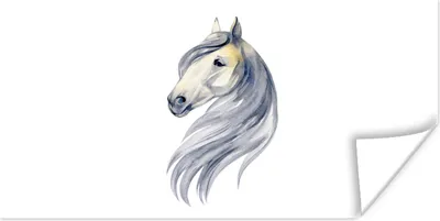 Produktbild von MuchoWow® Poster Pferd - Aquarell - Weiß - Mädchen - Kinder - Mädchen 40x20 cm - Poster für die Wand - Poster Schlafzimmer