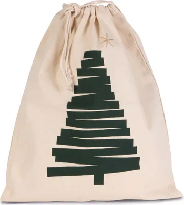 Produktbild von Kimood Baumwolltasche mit Kordelzug und Tannenbaummotiv