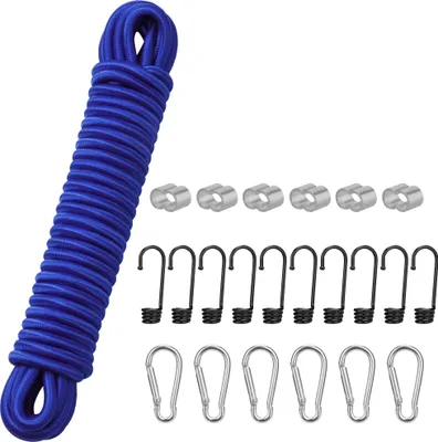 Produktbild von PRETEX Gummiband Expander 8mm x 10m mit Haken - Spanngummi mit Haken Karabiner Seilschlösser - Gummiseil Expanderseil zuschneidbar - Spannseil