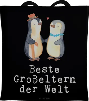 Produktbild von Mr. & Mrs. Panda Schultasche Pinguin Beste Großeltern der Welt - Schwarz - Geschenk, Geburtstag, Einkaufstasche, Tasche, Enkel, Geschenkidee, Laptoptasche, Bester, Beutel