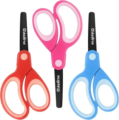 Image de Asdirne Ciseaux pour enfants gauchers, ciseaux de sécurité, 13,5 cm, 3 pièces