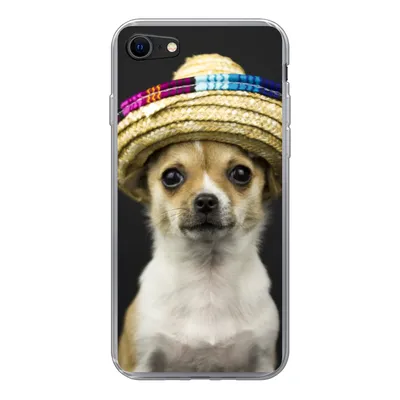Produktbild von MuchoWow® Handyhülle Schutzhülle Hülle für iPhone 7 Hund - Sombrero - Schwarz Silikon Softcase Handy Hülle - Kartenhalter