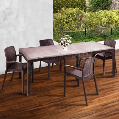 Produktbild von Dmora Set Gartenmöbel Braun für 4 Personen, 1 Tisch