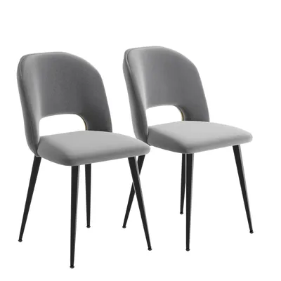 Produktbild von Esszimmerstühle 2er Set Esszimmerstuhl Samt Küchenstühle Grau