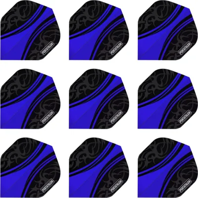 Produktbild von Pentathlon | Dart Flights | 100 Micron | Standard | Blau-Schwarz | 3 Sets = 9 Flights